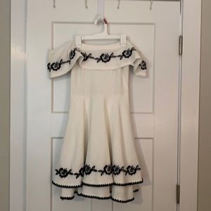 Francesca’s White and Black off the shoulder dress
